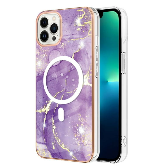 TECH CIRCLE Strong Magnetic iPhone 12 Pro Max Case, Compatible with MagSafe Military Grade Drop Protection Colorful Marble Slim Phone Cover for iPhone 12 Pro Max 6.7" 2020,Purple Marble
