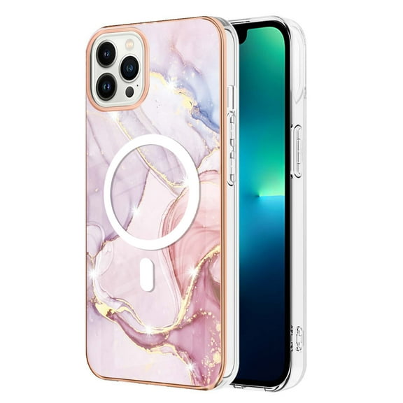 TECH CIRCLE Strong Magnetic iPhone 13 Pro Case, Compatible with MagSafe Military Grade Drop Protection Colorful Marble Slim Phone Cover for iPhone 13 Pro 6.1" 2021,Pink Marble