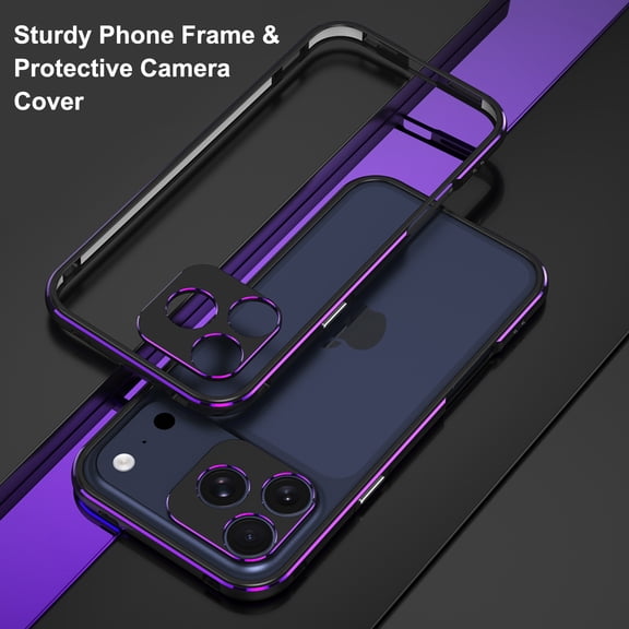 TECH CIRCLE Sturdy Aluminum Metal Bumper Phone Frame for iPhone 17 Pro (6.3", 2025), Enhanced Heat Dissipation Phone Case without Back Cover, Protective Camera Cover, Purple