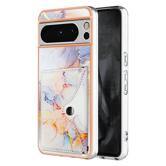 TECH CIRCLE Stylish Case for Google Pixel 6a (6.1") - Premium TPU/PU Leather Phone Case [Built-in Wallet Feature] Lightweight Cute Marble Durable Cover, Colorful