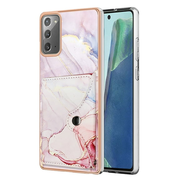 TECH CIRCLE Stylish Case for Samsung Galaxy Note 20 (6.7") - Premium TPU/PU Leather Phone Case [Built-in Wallet Feature] Lightweight Cute Marble Durable Cover, Pink