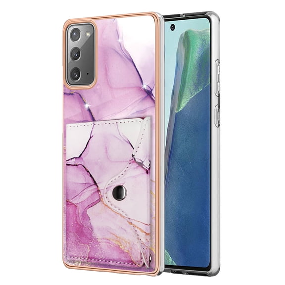 TECH CIRCLE Stylish Case for Samsung Galaxy Note 20 (6.7") - Premium TPU/PU Leather Phone Case [Built-in Wallet Feature] Lightweight Cute Marble Durable Cover, Purple