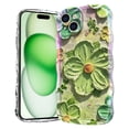thumbnail image 1 of TECH CIRCLE Stylish Cute Floral Case for iPhone 15 Plus (6.7") 2023 Cell Phone with Wave Edge, Compatible with MagSafe Accessory, Screen Camera Protection, Shockproof Protective Cover, Olive Green, 1 of 7