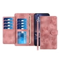 thumbnail image 1 of TECH CIRCLE Stylish Wallet Case for iPhone 15, Built-in 8 Card Slots/1 Cash Slot, Stand Function, with Wrist Strap, Cute Embossed Butterfly PU Leather Flip Case, Pink, 1 of 7