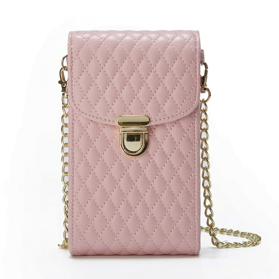 TECH CIRCLE Synthetic Leather Small Cell Phone Crossbody Wallet Purse and Bags for Women / Girls (Size: (H)6.8in x (W)3.9in x (THK)1.3in) (Pink)