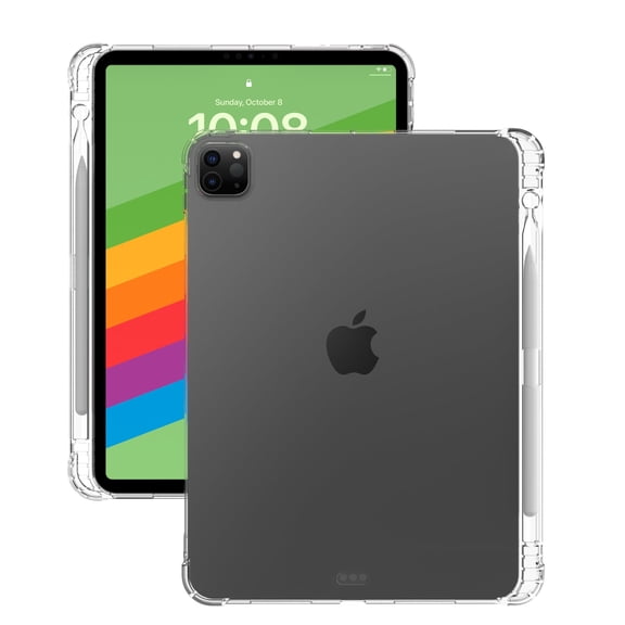 TECH CIRCLE For Apple iPad Pro 13-Inch (M4/M5) 2024/2025 Release Slim Clear Back Cover Case with Pencil Holder Slot, Lightweight Protective Scratch Resistant Soft TPU Case, Transparent