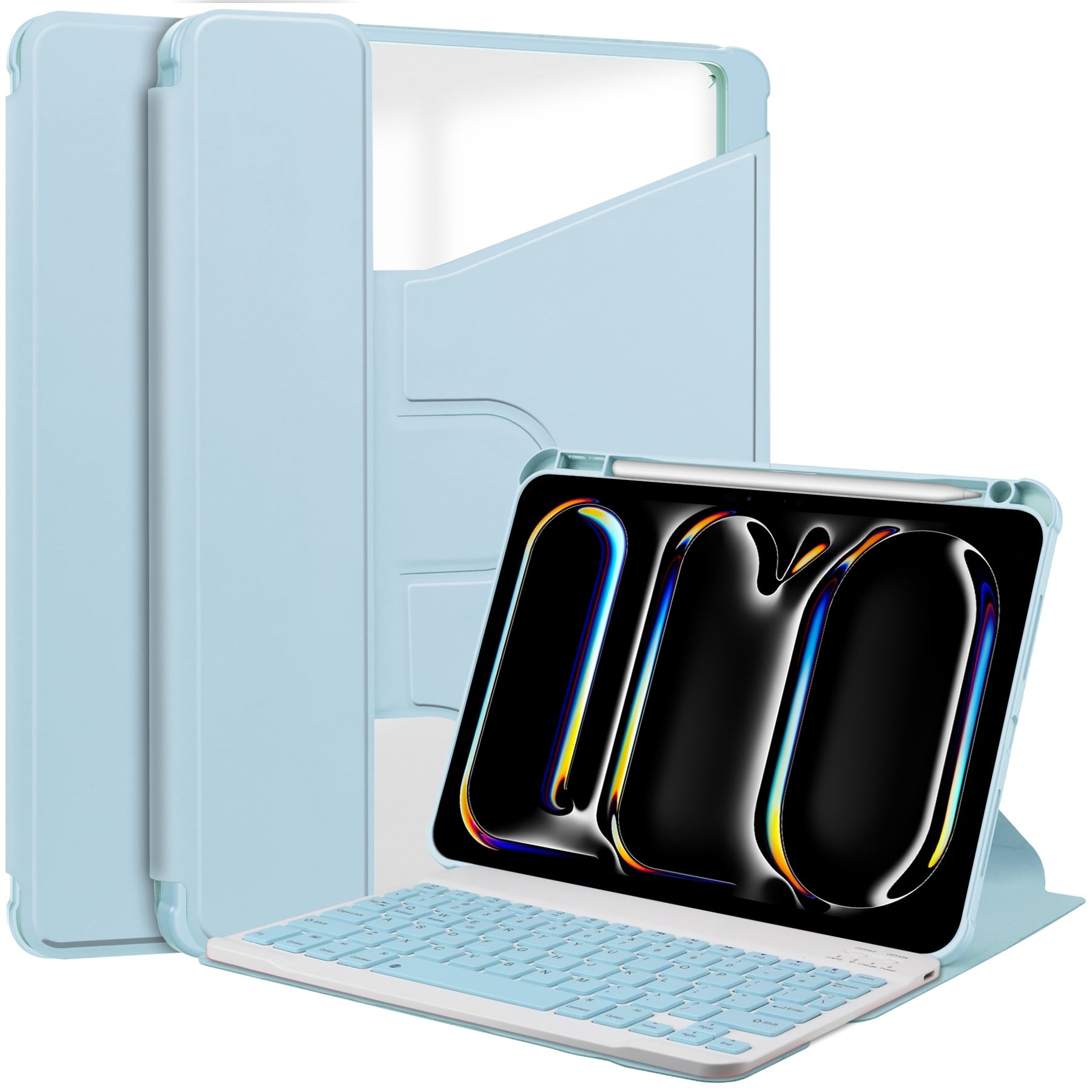 TECH CIRCLE Tablet Case for Apple iPad Air 13" (2024), 360 Degree Rotating Stand /Auto Sleep Sake /Magnetic Closure /Pencil/Stylus Holder /Full Coverage Protection, PU Leather Folio Case, Blue