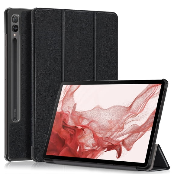 TECH CIRCLE Trifold Stand Cases for Galaxy Tab S9 Plus/S8 Plus/S7 FE/S7 Plus, Flip Folio Hard PC Back Shell Multi Angles Stand Smart Slim Case with Auto Sleep/Wake for Galaxy Tab 12.4 inch,Black