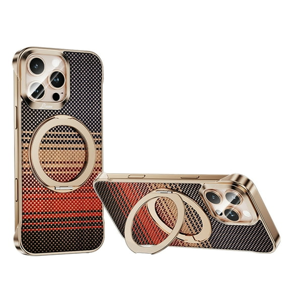 TECH CIRCLE Ultra Thin Case for Apple iPhone 16 Pro (2024 Release) 6.3" with 360° Phone Ring Kickstand, Compatible with MagSafe, Stylish Woven Pattern, Lightweight Slim Fit Protective Cover, Red