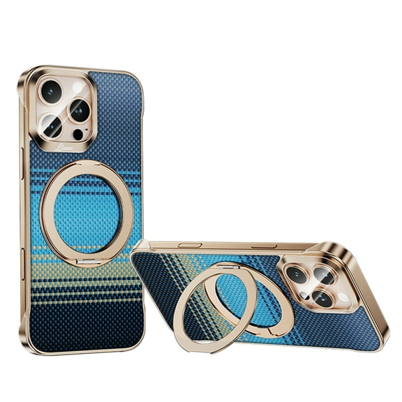 TECH CIRCLE Ultra Thin Case for Apple iPhone 16 Pro Max (2024 Release) 6.9" with 360° Phone Ring Kickstand, Compatible with MagSafe, Stylish Woven Pattern, Lightweight Slim Fit Protective Cover, Blue