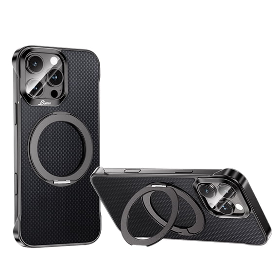 TECH CIRCLE Ultra Thin Case for iPhone 14 Pro Max (2022 Release) 6.7" with 360° Phone Ring Kickstand, Compatible with MagSafe, Stylish Woven Pattern, Lightweight Slim Fit Protective Cover, Black
