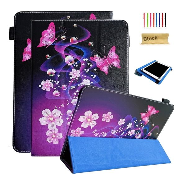 TECH CIRCLE Universal Case for 7.9" to 8.4" Tablet - Fold Stand Flip Leather Case for Onn 8" /Galaxy Tab 8.0" 8.4" /Lenovo Tab 8" /iPad Mini 7.9" 8.3" /Gateway 8 Inch Android Tablet, Pink Butterfly