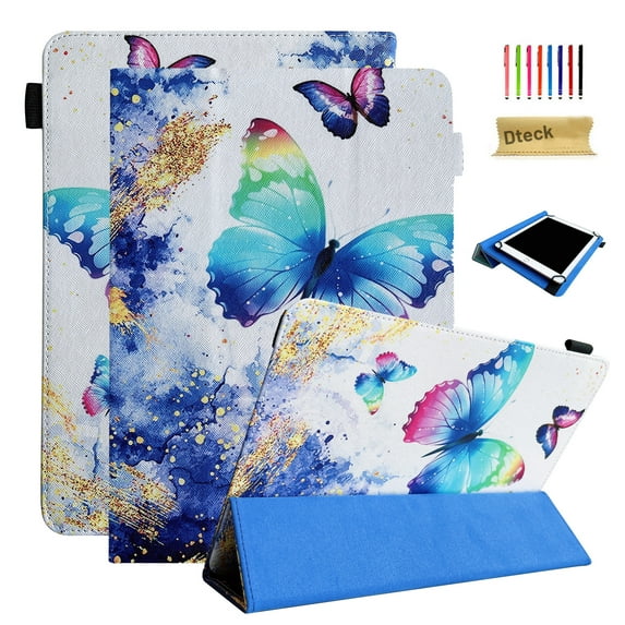 TECH CIRCLE Universal Case for 9.6" to 10.5" Tablet - Fold Stand Leather Case for Onn 10.1" /Galaxy Tab A7,A8 /Lenovo Tab 10.1 10.3 /Most 10 10.1 10.3 10.4 10.5 Inch Android Tablet, Marble Butterfly