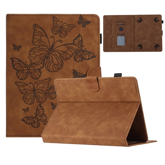 TECH CIRCLE Universal Case for Display Size 6.8" to 7.0" Tablets - Slim Folio Cute Case with Adjustable Viewing Stand Angles /Card Holder for Kindle Paperwhite 6.8" /Galaxy Tab 7.0" (Butterfly Brown)