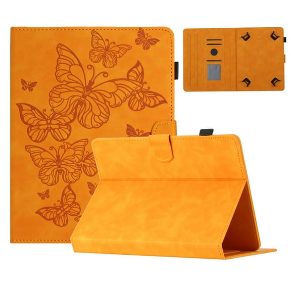 TECH CIRCLE Universal Case for Display Size 7.9"/8.0"/ 8.4" Tablets - Slim Lightweight Folio Case with Adjustable Viewing Stand Angles /Card Holder, Protective Leather Cute Cover (Butterfly Yellow)