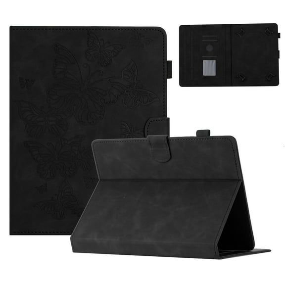 TECH CIRCLE Universal Case for Display Size 7.9"/8.0"/ 8.4" Tablets - Slim Lightweight Folio Case with Adjustable Viewing Stand Angles /Card Holder, Protective Leather Cute Cover (Butterfly Black)