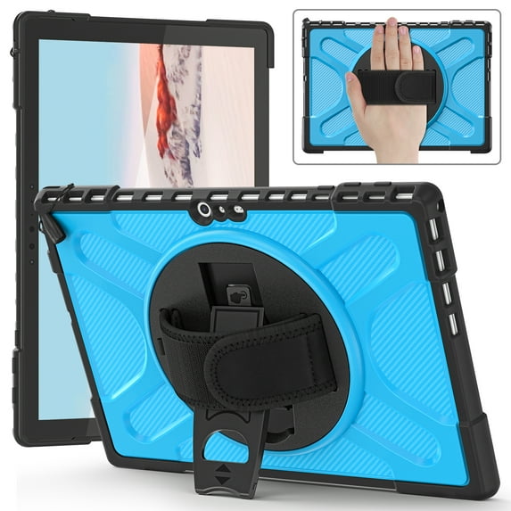 TECH CIRCLE Universal Case for Microsoft Surface Pro 7+ (12.3") Tablet, Microsoft Surface Pro 7/6/5/4 Case (12.3 Inch) - Shockproof Sturdy Kickstand Rugged Cover with Adjustable Hand Strap (Blue)