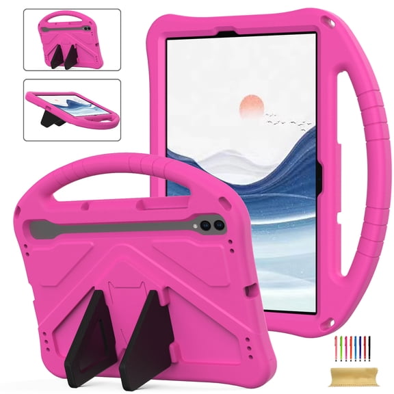 TECH CIRCLE Universal Case for Samsung Galaxy Tab S9/S8/S7 11" Tablets (Model SM-X710/X700/T870) - Kis Friendly Shockproof Portable Rugged Cover with Handle & Kickstand, Rose
