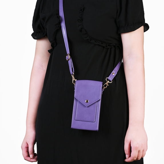 TECH CIRCLE Universal Inch Crossbody Phone Bag with Adjustable Shoulder Strap, Premium PU Leather Built-in Card Slot Shockproof Portable Cash Pocket Phone Case Bag, Purple