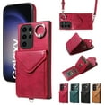 thumbnail image 1 of TECH CIRCLE Wallet Case with Card Holder For Galaxy S22 Plus,Rotation Ring Stand PU Leather Shockproof Protective Slim Cover with Shoulder Strap for Women Men for Samsung Galaxy S22 Plus 6.6" 2022,Red, 1 of 7