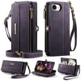 thumbnail image 1 of TECH CIRCLE Wallet Case Compatible with iPhone 16e RFID Blocking 9-Card Holder Soft PU Leather Magnetic Snap Shoulder Strap Zipper Pocket Stand Phone Case Fit for iPhone 16e for Women,Purple, 1 of 7