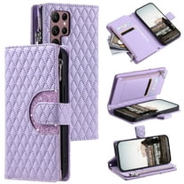 TECH CIRCLE Wallet Case For Galaxy S20,PU Leather Zipper Flip Folio Bling Case Wristlet Shoulder Strap Magnetic Closure Stand Protective Case for Samsung Galaxy S20 5G 6.2" 2020,Purple