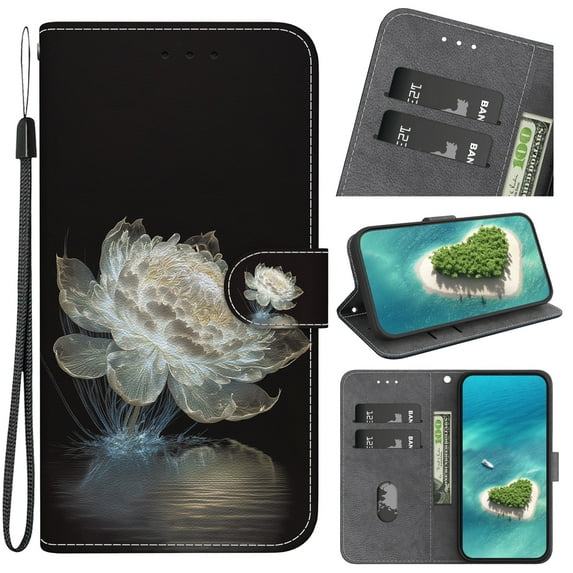TECH CIRCLE Wallet Case For Samsung Galaxy S21+,Premium PU Leather Magnetic Pocket Card Slots with Wrist Strap Flip Stand Protective Women Girl Phone Case for Samsung Galaxy S21 Plus 2021,White Peony