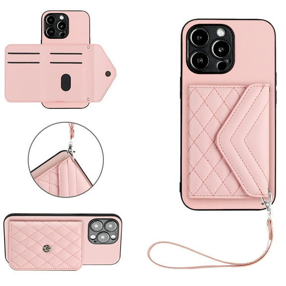 TECH CIRCLE Wallet Case For iPhone 11 with Card Holder,Flip Premium PU Leather Magnetic Clasp Kickstand Heavy Duty Protective Cover with Wrist Strap for Apple iPhone 11 6.1" 2019,Pink
