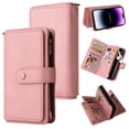 thumbnail image 1 of TECH CIRCLE Wallet Case For iPhone 11 Pro Max,PU Leather Zipper Handbag Purse Flip Cover Kickstand Folio Women Case with Card Slots Holder Wrist Strap for Apple iPhone 11 Pro Max 6.5" 2019,Pink, 1 of 9