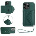thumbnail image 1 of TECH CIRCLE Wallet Case For iPhone 13 Pro with Card Holder,Flip Premium PU Leather Magnetic Clasp Kickstand Heavy Duty Protective Cover with Wrist Strap for Apple iPhone 13 Pro 6.1" 2021,Green, 1 of 7