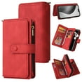 thumbnail image 1 of TECH CIRCLE Wallet Case For iPhone 16 Pro Max,PU Leather Zipper Handbag Purse Cover Kickstand Flip Folio Women Protective Case with Card Slots Holder Wrist Strap for Apple iPhone 16 Pro Max,Red, 1 of 9
