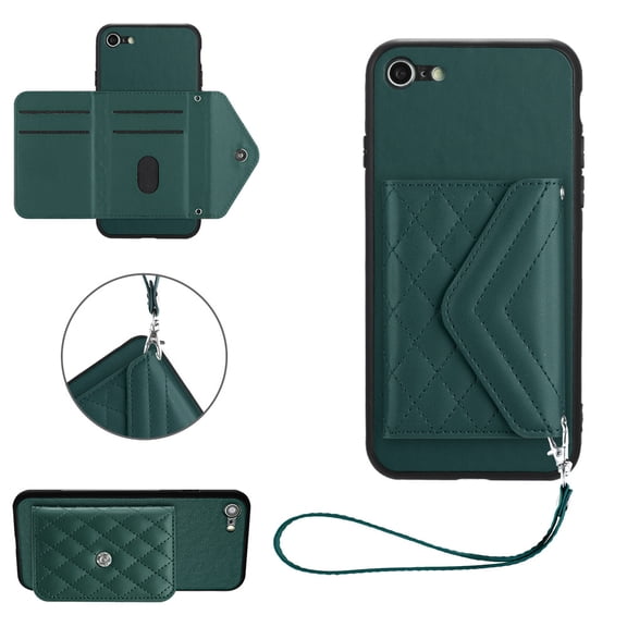 TECH CIRCLE Wallet Case For iPhone 7 8 /iPhone SE with Card Holder,Flip Premium PU Leather Magnetic Clasp Kickstand Heavy Duty Protective Cover with Wrist Strap for Apple iPhone 7 8 SE 2022 4.7",Green