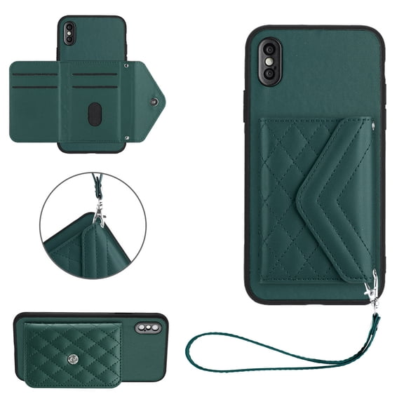 TECH CIRCLE Wallet Case For iPhone XR with Card Holder,Flip Premium PU Leather Magnetic Clasp Kickstand Heavy Duty Protective Cover with Wrist Strap for Apple iPhone XR 6.1" 2018,Green