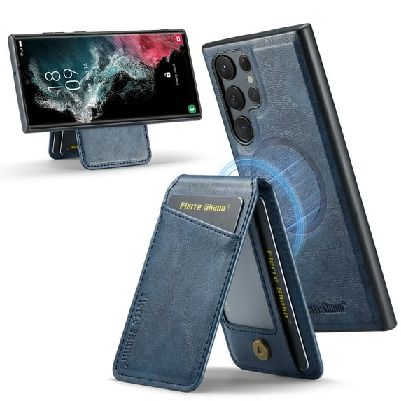 TECH CIRCLE Wallet Case for Galaxy S22 6.1", Detachable 2-in-1 Stand RFID Blocking 4 Card Slot Wireless Charging Protective PU Leather Removable Folio Case for Galaxy S22 2022,Blue