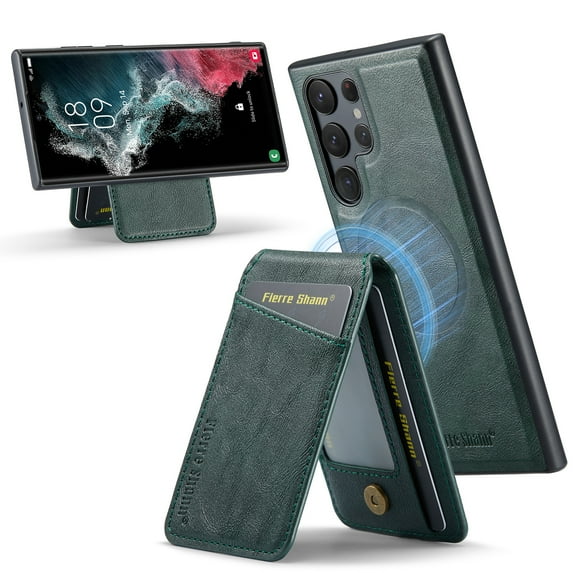 TECH CIRCLE Wallet Case for Galaxy S23 FE 6.4", Detachable 2-in-1 Stand RFID Blocking 4 Card Slot Wireless Charging Protective PU Leather Removable Folio Case for Galaxy S23 FE 2023,Green