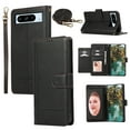 thumbnail image 1 of TECH CIRCLE Wallet Case For Google Pixel 6,Magnetic Flip Folio Stand Purse Case with Shoulder Wrist Strap Card Holder Cover Hidden Mirror Protective Cover for Google Pixel 6 5G 6.4" 2021,Black, 1 of 7