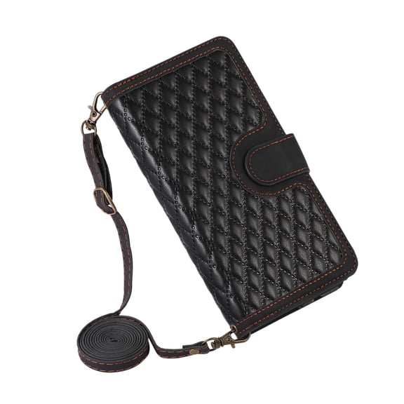 TECH CIRCLE Wallet Case for Google Pixel 6 Purse with Shoulder Strap+Wristlet+9 Card Slots, Magnetic Flip Stand Zipper Wallet Lanyard Hand Strap Crossbody Phone Case for Pixel 6 6.4" 2021, Black