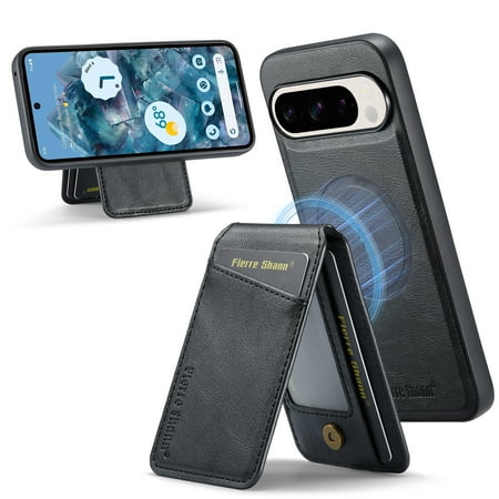 TECH CIRCLE Wallet Case for Google Pixel 8 2023, Detachable 2-in-1 Stand RFID Blocking 4 Card Slot Wireless Charging Protective PU Leather Folio Case for Google Pixel 8 6.2 inch,Black