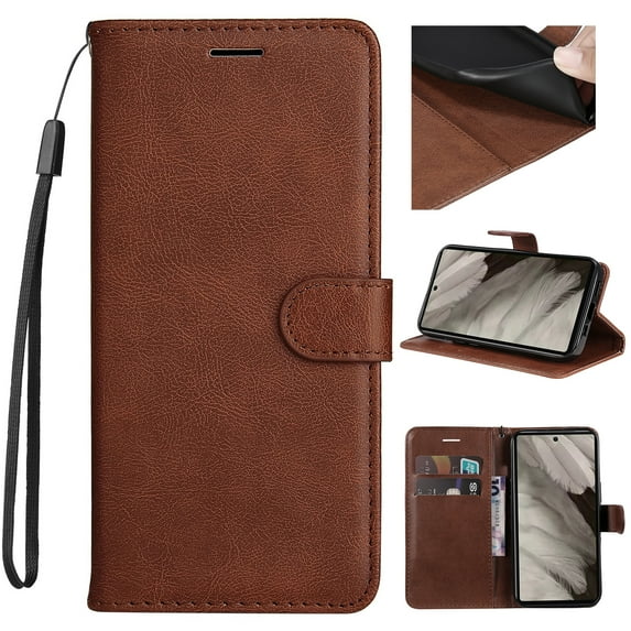 TECH CIRCLE Wallet Case for Google Pixel 8 Pro, Vintage PU Leather Slim Fit Folio Flip Stand Protective Shockproof Cards Slots Wallet Case Phone Cover for Google Pixel 8 Pro 6.7",Brown