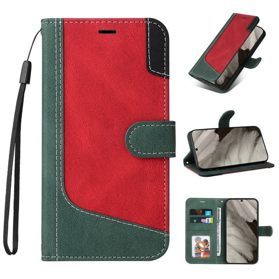 TECH CIRCLE Wallet Case for Google Pixel 8 [RFID Blocking], PU Leather Card Slots Folio Magnetic Stand Cover with Kickstand Wrist Strap TPU Shockproof Interior Cover or Google Pixel 8, Green