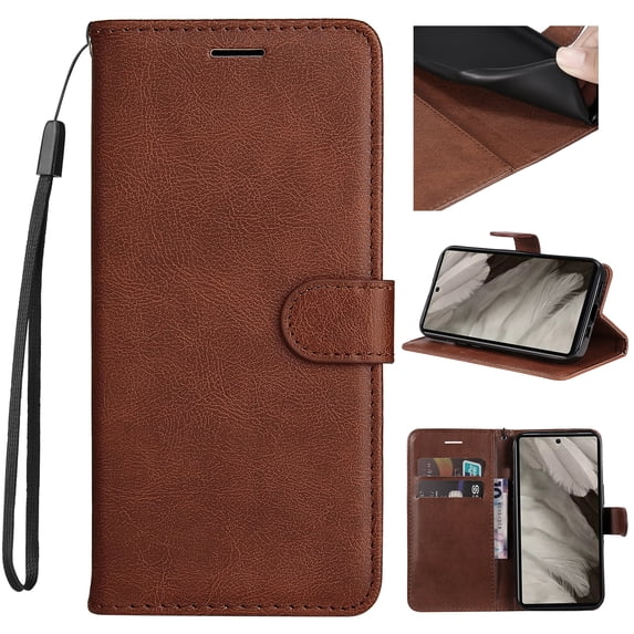 TECH CIRCLE Wallet Case for Google Pixel 9 Pro XL, Vintage PU Leather Slim Fit Folio Stand Protective Shockproof Cards Slots Wallet Case for Google Pixel 9 Pro XL 6.8" 2024,Brown