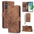 thumbnail image 1 of TECH CIRCLE Wallet Case for Samsung Galaxy A04E Magnetic Leather Wallet Phone Case with Lanyard, Floral Butterfly Embossed PU Leather Magnetic Flip Case with Kickstand Card Slot Cover,Brown, 1 of 9