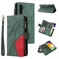 thumbnail image 1 of TECH CIRCLE Wallet Case for Samsung Galaxy A13 5G, Galaxy A13 5G Case for Women Men Durable PU Leather Kickstand Magnetic Buckle Flip Folio Strap Wristlet Zipper Card Holder Phone Cases,Green, 1 of 7