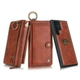 thumbnail image 1 of TECH CIRCLE Wallet Case for Samsung Galaxy S22 Ultra,PU Leather 2 in 1 Magnetic Detachable Case Zipper Folio Flip Card Slot Wrist Strap Wallet Protection Back Cover for Galaxy S22 Ultra 6.8 inch,Brown, 1 of 9
