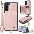 thumbnail image 1 of TECH CIRCLE Wallet Case for Samsung Galaxy S23 5G,Double Magnetic Clasp Zipper Purse PU Leather Wallet Case with Credit Card Slot Holder Wrist Strap Flip Cover for Samsung Galaxy S23 6.1" 2023,Pink, 1 of 8