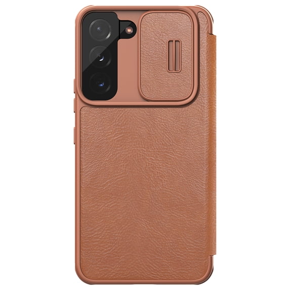 TECH CIRCLE Wallet Case for Samsung Galaxy S23 Plus with Card Slots Holder Lens Camera Slide Non-Slip Protection Cover, Rugged PC PU Leather Shockproof Glossy Slim Thin Anti-Drop Flip Case, Brown