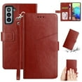 thumbnail image 1 of TECH CIRCLE Wallet Case for Samsung Galaxy S23 Plus,Folio Fold Stand Case with Card Holders Slim Light Weight Synthetic Leather Protective Wallet Simple Cover for Samsung Galaxy S23 Plus 2023, Brown, 1 of 6