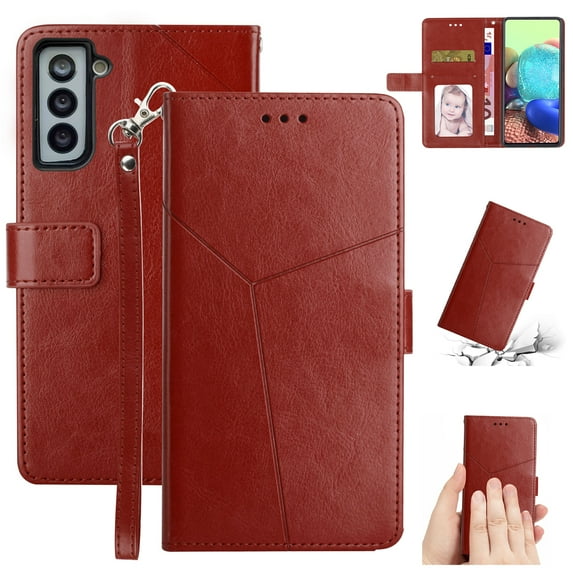 TECH CIRCLE Wallet Case for Samsung Galaxy S23 Plus,Folio Fold Stand Case with Card Holders Slim Light Weight Synthetic Leather Protective Wallet Simple Cover for Samsung Galaxy S23 Plus 2023, Brown
