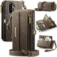 thumbnail image 1 of TECH CIRCLE Wallet Case for Samsung Galaxy S24 RFID Blocking 9-Card Holder Soft PU Leather Magnetic Snap Shoulder Strap Zipper Pocket Stand Case Fit for Galaxy S24 for Women,Coffee, 1 of 5