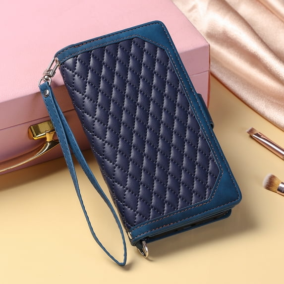 TECH CIRCLE Wallet Case for Samsung Galaxy S8 5.8 Inch, High Quality Leather Magnetic Buckle Zipper Wallet Hand Strap Kickstand Card Slot Shock Resistant Scratch Resistant Cover, Blue